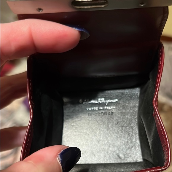 Salvatore Ferragamo Red Leather Coin Purse/ Pouch Silver Hardware Vintage - Picture 11 of 16